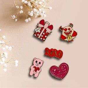 Monster Love Enamel Pin Set - 5pc Kawaii Heart & Cupid Monster Pins